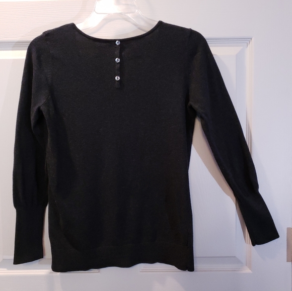 Dark Gray Sweater with Button Detail on Back - Picture 4 of 5